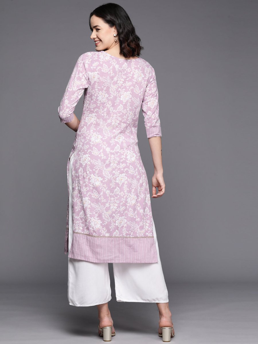Ahalyaa Floral Printed Pure Cotton Kurta | Swadesiicart