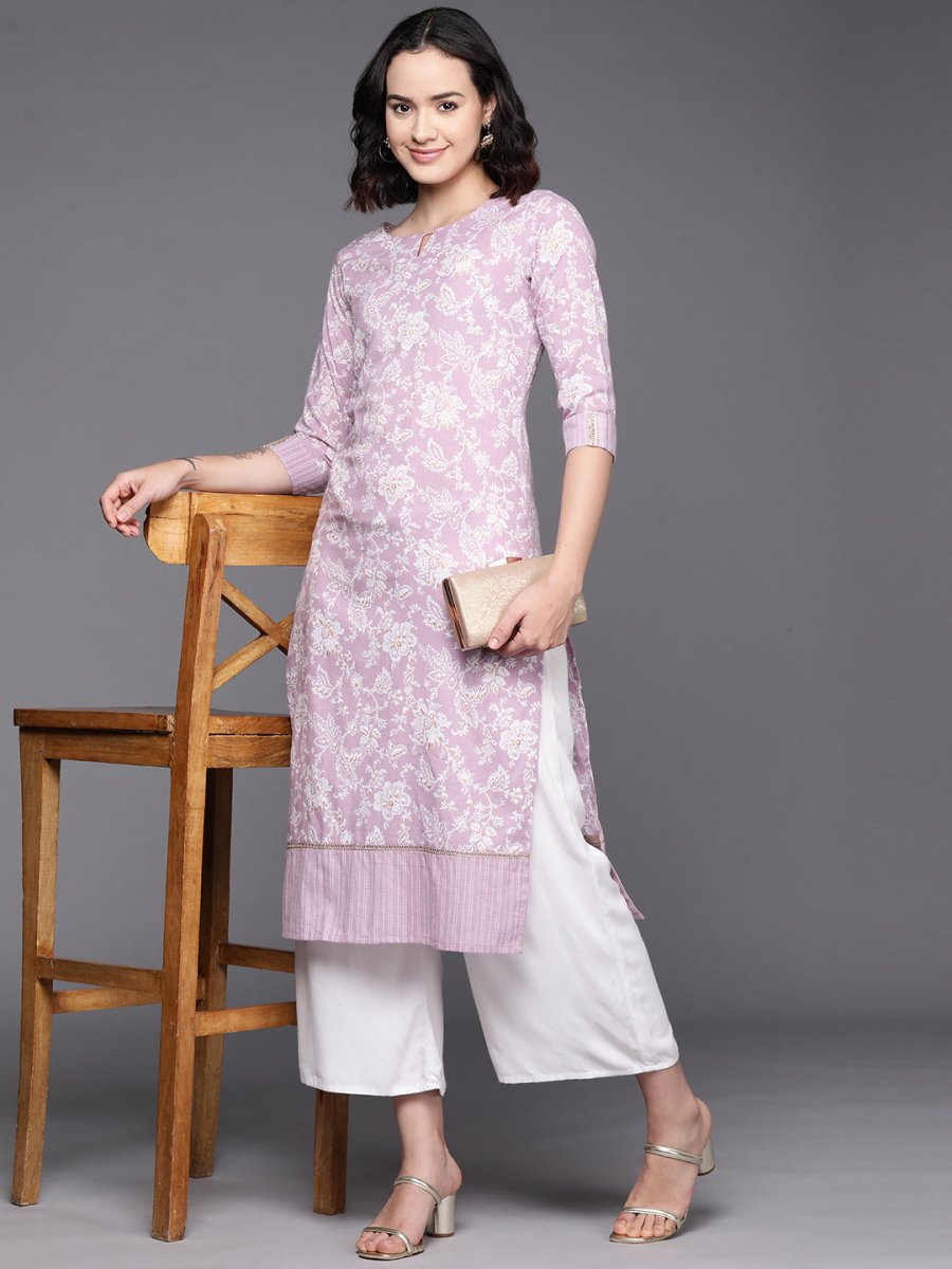Ahalyaa Floral Printed Pure Cotton Kurta | Swadesiicart