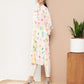 Ahalyaa Women White & Pink Floral Printed Floral Crepe Kurta | Swadesiicart