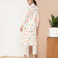 Ahalyaa Women White & Pink Floral Printed Floral Crepe Kurta | Swadesiicart