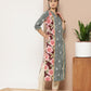 Ahalyaa Women Green & Pink Floral Printed Gotta Patti Floral Crepe Kurta | Swadesiicart