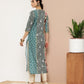 Ahalyaa Women Green & Pink Floral Printed Gotta Patti Floral Crepe Kurta | Swadesiicart