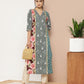 Ahalyaa Women Green & Pink Floral Printed Gotta Patti Floral Crepe Kurta | Swadesiicart