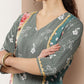 Ahalyaa Women Green & Pink Floral Printed Gotta Patti Floral Crepe Kurta | Swadesiicart