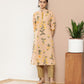 Ahalyaa Women Tan & Yellow Floral Printed Floral Crepe Kurta | Swadesiicart