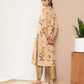 Ahalyaa Women Tan & Yellow Floral Printed Floral Crepe Kurta | Swadesiicart