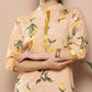 Ahalyaa Women Tan & Yellow Floral Printed Floral Crepe Kurta | Swadesiicart