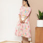 Ahalyaa Women Pink & Green Printed Gotta Patti Floral Crepe Kurta | Swadesiicart