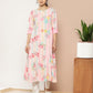 Ahalyaa Women Pink & Green Printed Gotta Patti Floral Crepe Kurta | Swadesiicart