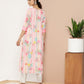 Ahalyaa Women Pink & Green Printed Gotta Patti Floral Crepe Kurta | Swadesiicart