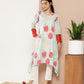 Ahalyaa Women Turquoise Blue & Red Floral Printed Gotta Patti Floral Crepe Kurta | Swadesiicart