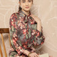 Ahalyaa Women Brown & Orange Floral Printed Crepe Kurta | Swadesiicart