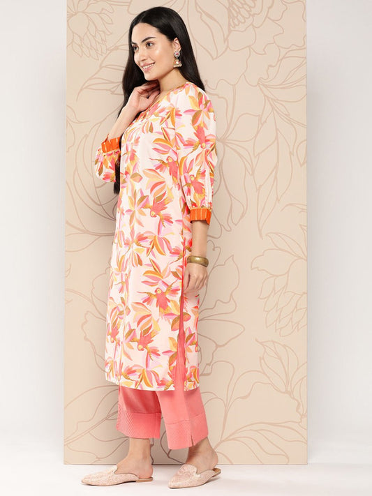 Ahalyaa Women Floral Printed Gotta Patti Crepe Kurta | Swadesiicart