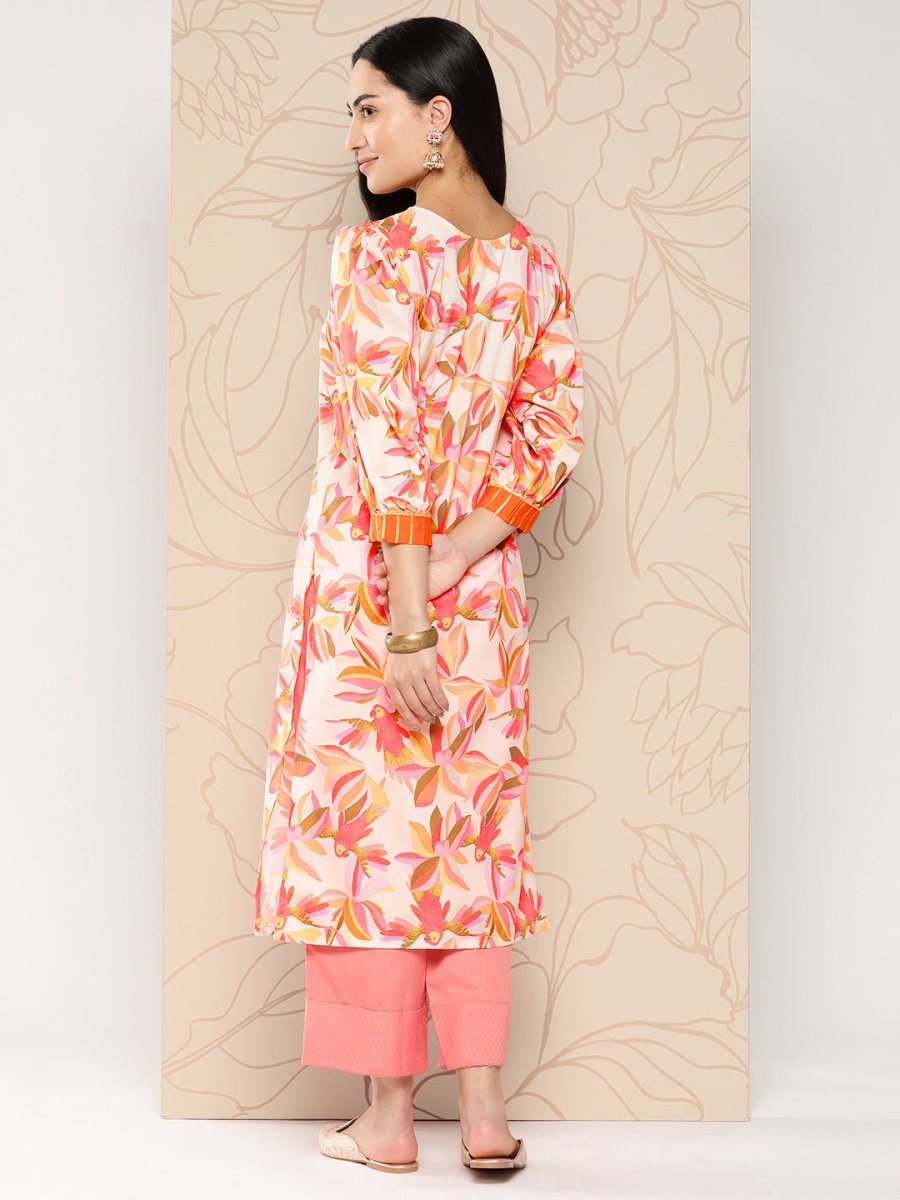 Ahalyaa Women Floral Printed Gotta Patti Crepe Kurta | Swadesiicart