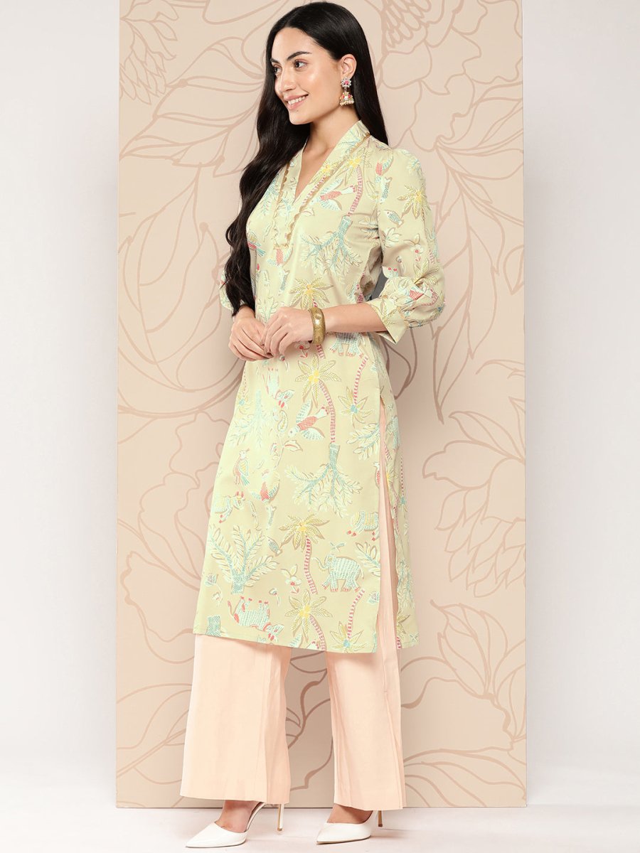Ahalyaa Women Floral Printed Gotta Patti Crepe Kurta | Swadesiicart