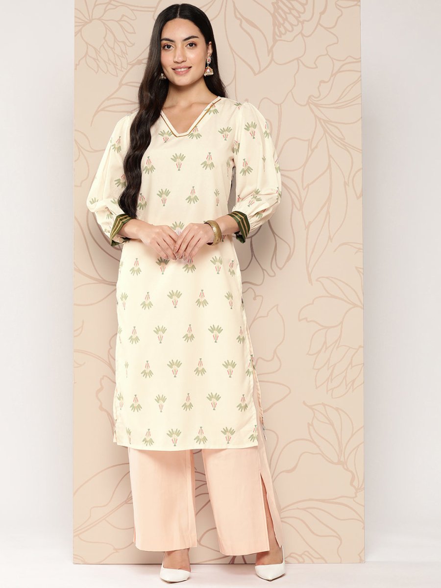 Ahalyaa Women Floral Printed Gotta Patti Crepe Kurta | Swadesiicart