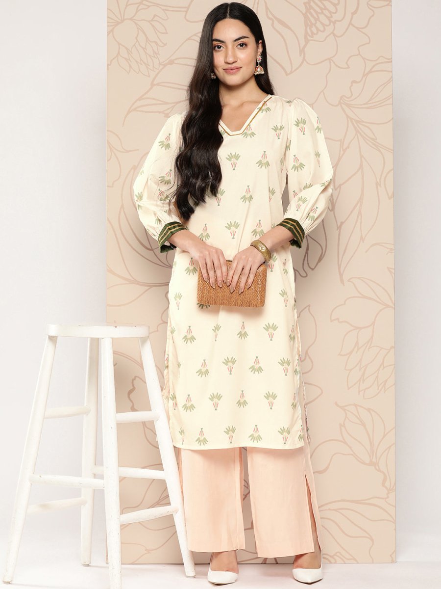 Ahalyaa Women Floral Printed Gotta Patti Crepe Kurta | Swadesiicart