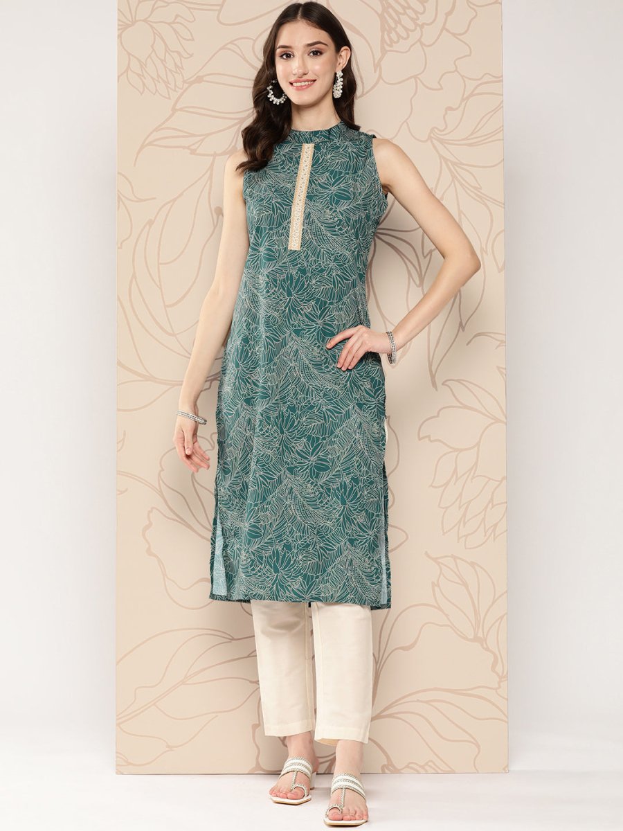 Ahalyaa Women Floral Printed Gotta Patti Crepe Kurta | Swadesiicart