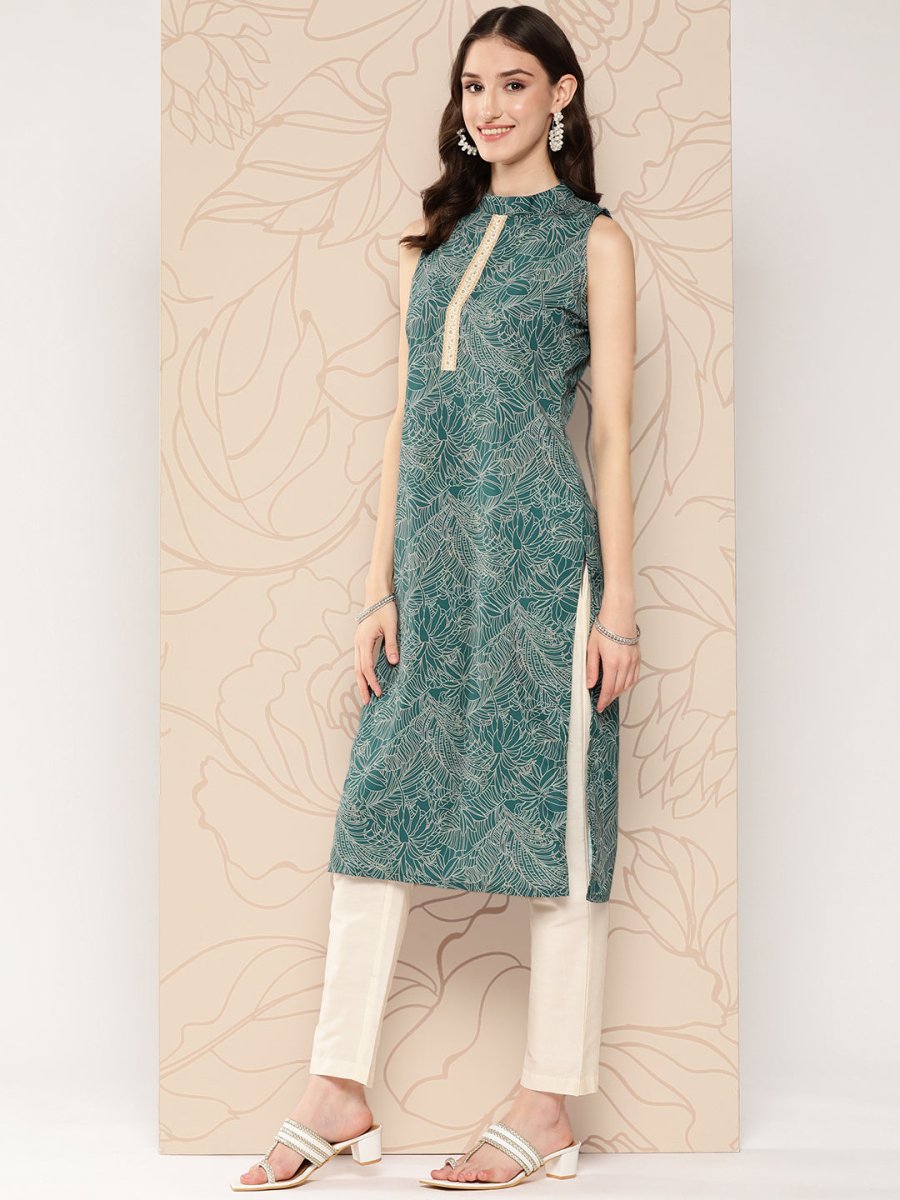 Ahalyaa Women Floral Printed Gotta Patti Crepe Kurta | Swadesiicart