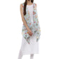 Ahalyaa White & Blue Floral Scarf Cape Attached Straight Kurta | Swadesiicart