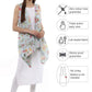 Ahalyaa White & Blue Floral Scarf Cape Attached Straight Kurta | Swadesiicart