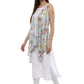 Ahalyaa White & Blue Floral Scarf Cape Attached Straight Kurta | Swadesiicart