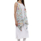 Ahalyaa White & Blue Floral Scarf Cape Attached Straight Kurta | Swadesiicart