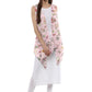 Ahalyaa White & Pink Floral Scarf Cape Attached Straight Kurta | Swadesiicart
