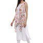 Ahalyaa White & Pink Floral Scarf Cape Attached Straight Kurta | Swadesiicart