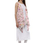 Ahalyaa White & Pink Floral Scarf Cape Attached Straight Kurta | Swadesiicart