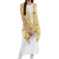 Ahalyaa White & Yellow Floral Scarf Cape Attached Straight Kurta | Swadesiicart