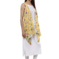 Ahalyaa White & Yellow Floral Scarf Cape Attached Straight Kurta | Swadesiicart