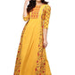 Ahalyaa Women Yellow & Orange Printed Flared Maxi Dress | Swadesiicart