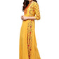 Ahalyaa Women Yellow & Orange Printed Flared Maxi Dress | Swadesiicart