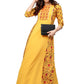 Ahalyaa Women Yellow & Orange Printed Flared Maxi Dress | Swadesiicart