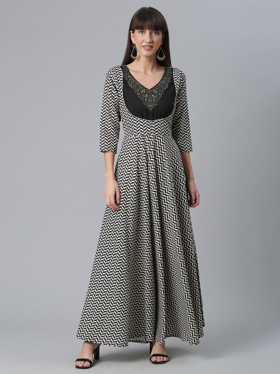 Ahalyaa Crepe Black Digital Printed Kurti | Swadesiicart