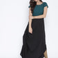 Ahalyaa Women Black & Green Colourblocked A-Line Kurta | Swadesiicart