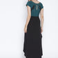 Ahalyaa Women Black & Green Colourblocked A-Line Kurta | Swadesiicart