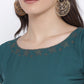 Ahalyaa Women Black & Green Colourblocked A-Line Kurta | Swadesiicart
