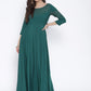 Ahalyaa Women Green Solid Beautiful Maxi Dress | Swadesiicart