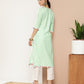 Ahalyaa Women Sea Green & Pink Striped Gotta Patti Floral Crepe Kurta | Swadesiicart