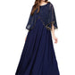 Ahalyaa Women Navy Blue Solid A-Line Layered Beautiful Kurta | Swadesiicart