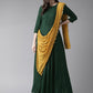 Ahalyaa Green & Mustard Yellow Solid Maxi Dress With Attached Dupatta | Swadesiicart