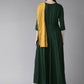 Ahalyaa Green & Mustard Yellow Solid Maxi Dress With Attached Dupatta | Swadesiicart