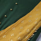 Ahalyaa Green & Mustard Yellow Solid Maxi Dress With Attached Dupatta | Swadesiicart