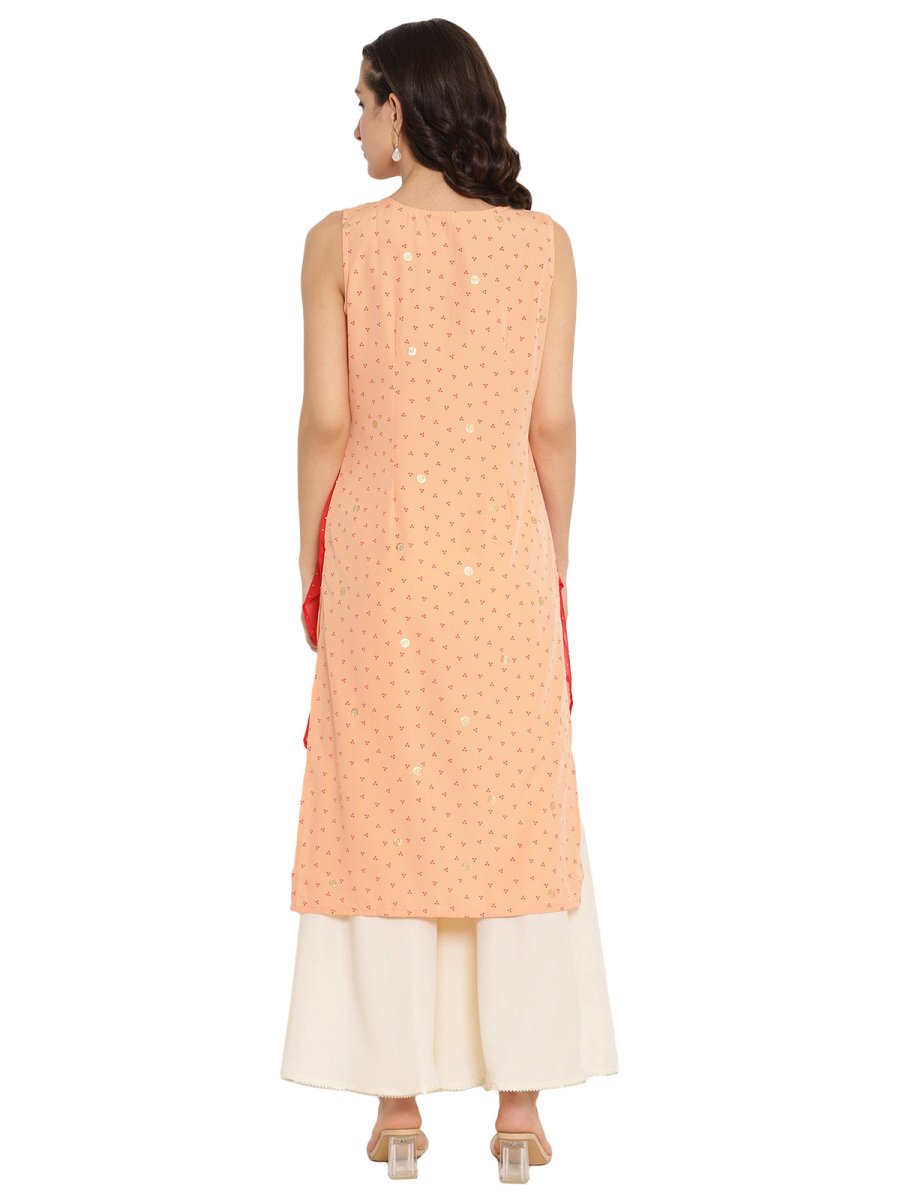 Ahalyaa Printed Kurta With Attached Shrug | Swadesiicart