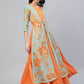 Ahalyaa Women Orange & Gold Ethnic Kurta Dress | Swadesiicart