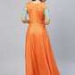 Ahalyaa Women Orange & Gold Ethnic Kurta Dress | Swadesiicart