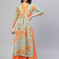 Ahalyaa Women Orange & Gold Ethnic Kurta Dress | Swadesiicart