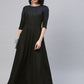 Ahalyaa Women Black Long Flared Kurta Dress | Swadesiicart